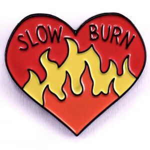 Heart Shaped Slow Burn Trope Book Lover Enamel Pin